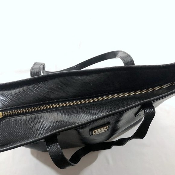 Dooney & Bourke Black Embossed Leather Tote Bag - Picture 9 of 11